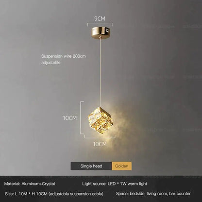 Gold crystal bedside chandelier wall light for bedroom