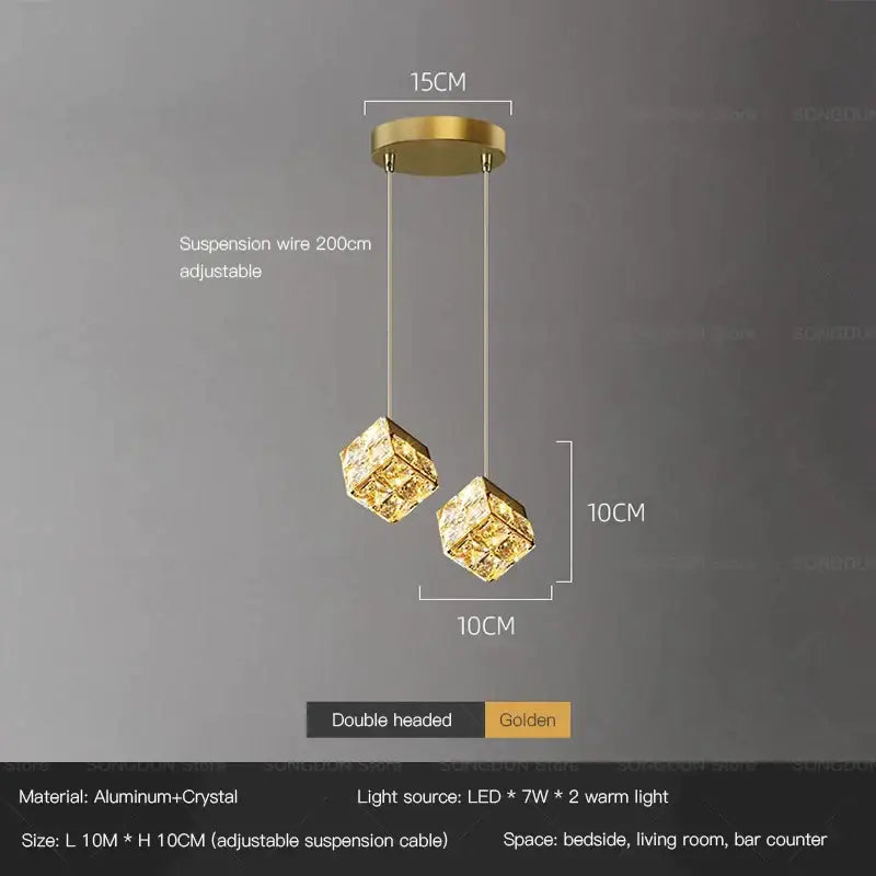 Gold crystal bedside chandelier wall light for bedroom