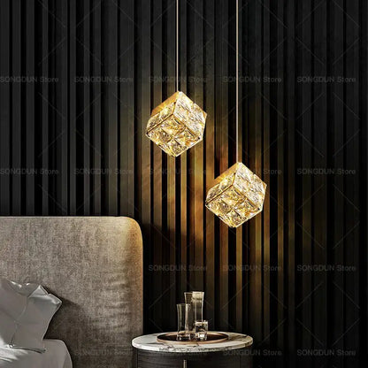 Gold crystal bedside chandelier wall light for bedroom