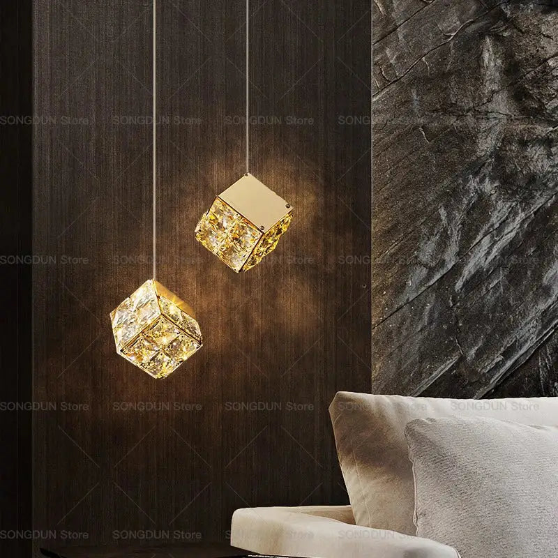 Gold crystal bedside chandelier wall light for bedroom