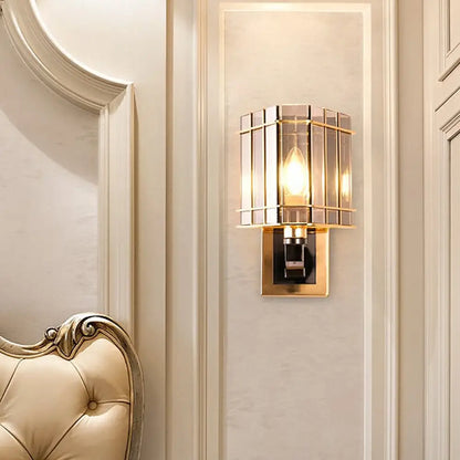 DecorBites™ Gold Crystal Bedside Wall Sconce with 2/3 Tiers and 1/3 Light - Postmodern Triangle Design