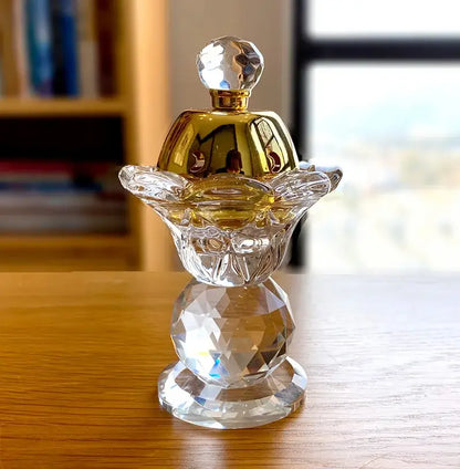 Gold crystal candle holder & metal incense burner – dining room decor