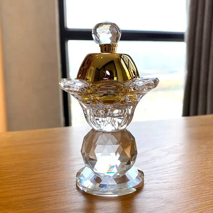 Gold crystal candle holder & metal incense burner – dining room decor
