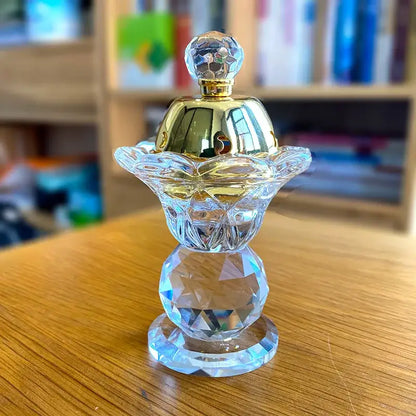 Gold crystal candle holder & metal incense burner – dining room decor
