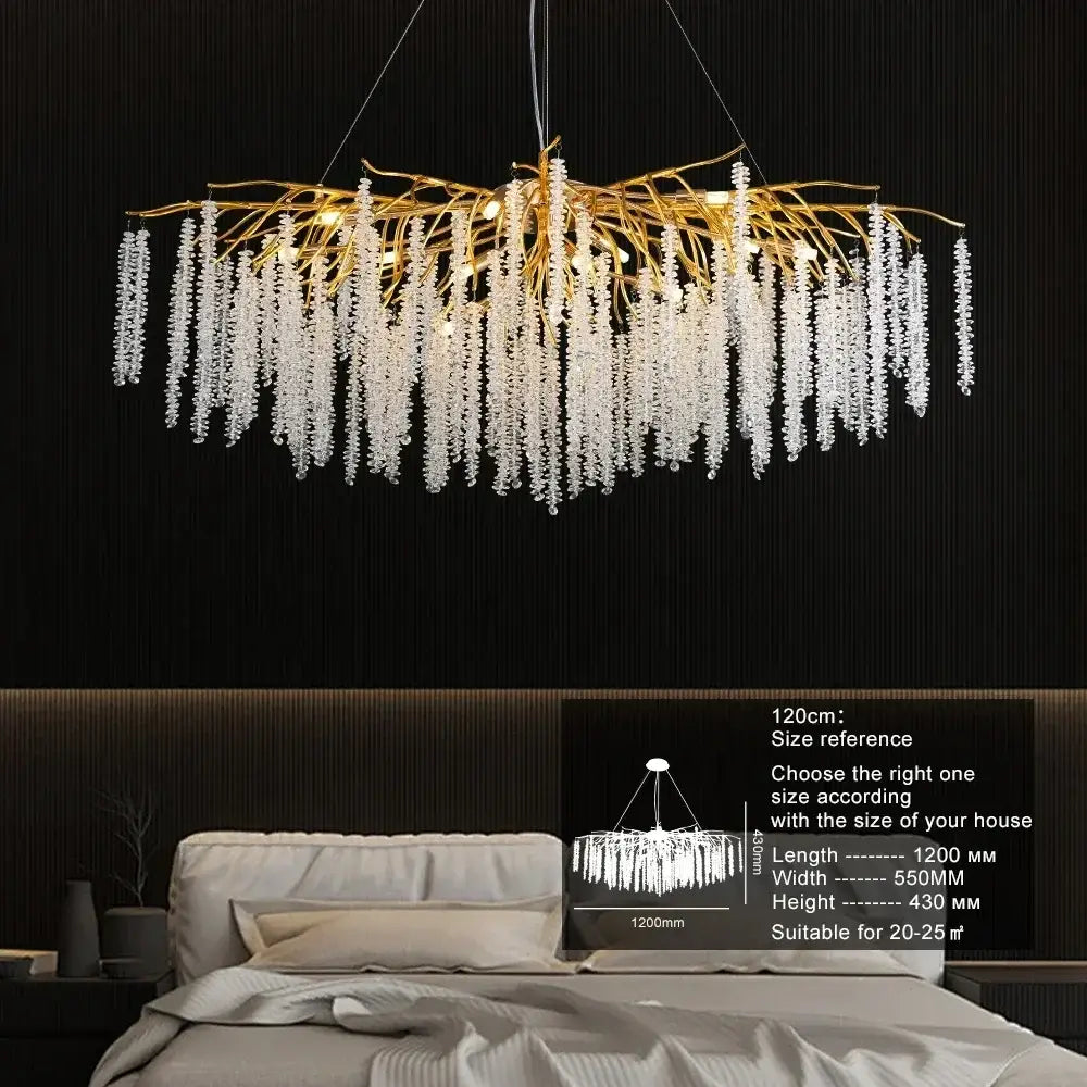 Gold crystal ceiling chandelier for living room