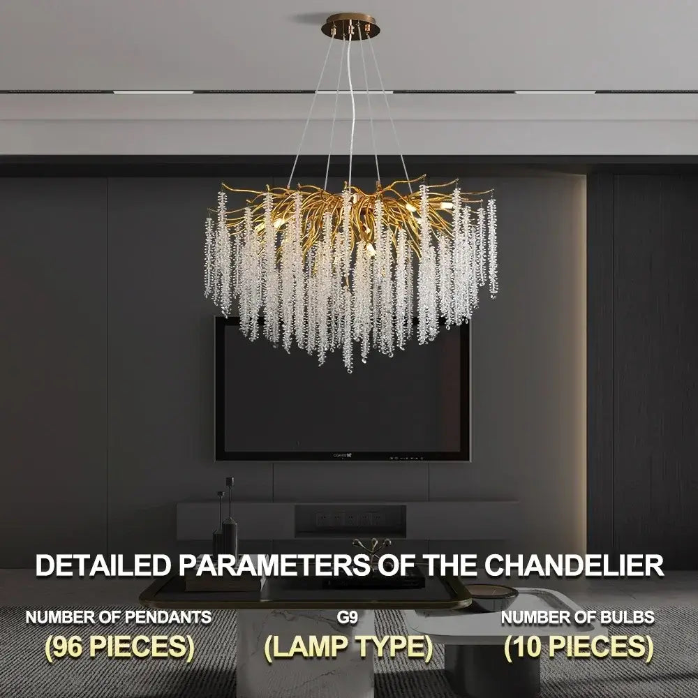 Gold crystal ceiling chandelier for living room