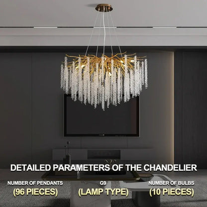 Gold crystal ceiling chandelier for living room