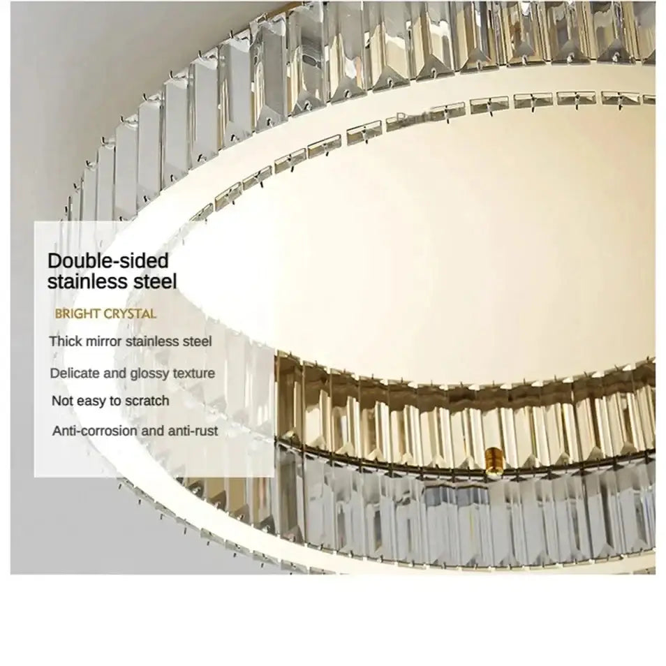 Gold crystal circle ceiling chandelier for living room