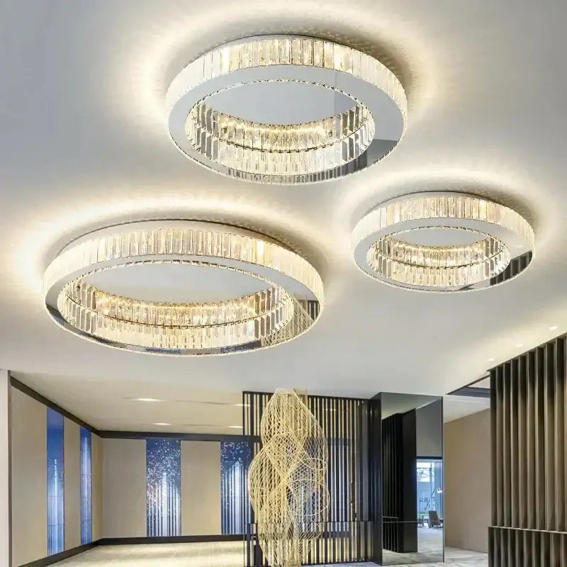 Gold crystal circle ceiling chandelier for living room