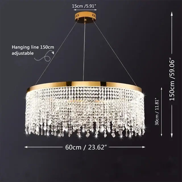 Gold crystal circle led chandelier for luxury living room