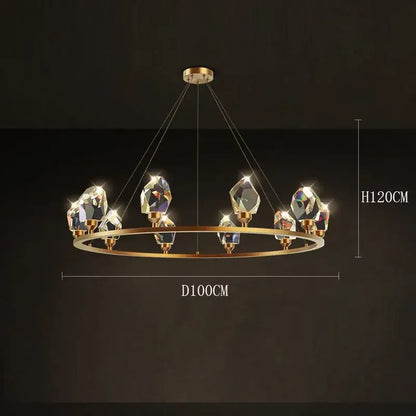 Gold crystal circular dining room chandelier pendant light