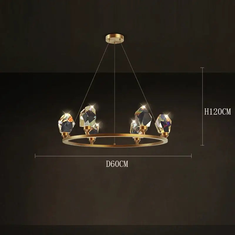 Gold crystal circular dining room chandelier pendant light