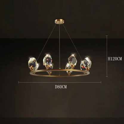 Gold crystal circular dining room chandelier pendant light