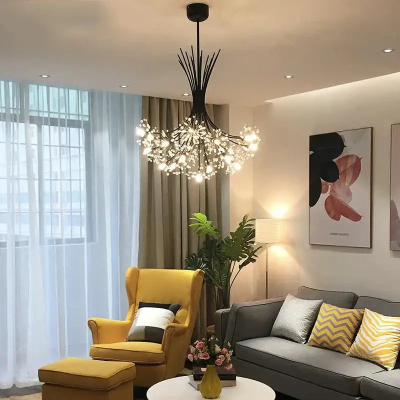 Gold crystal flower pendant chandelier dining room light