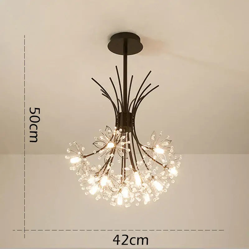 Gold crystal flower pendant chandelier dining room light