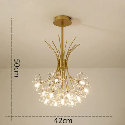 Gold crystal flower pendant chandelier dining room light
