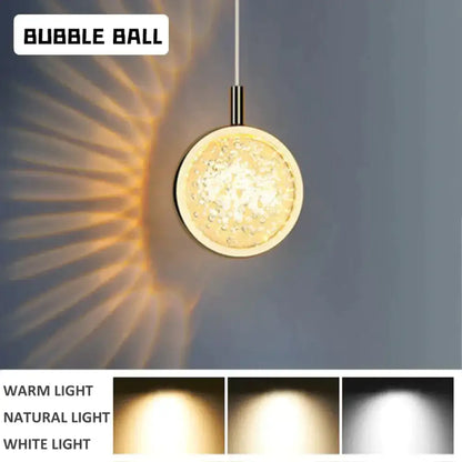 Gold crystal glass led pendant lights for dining room kitchen