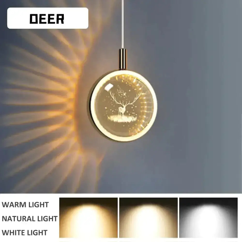 Gold crystal glass led pendant lights for dining room kitchen