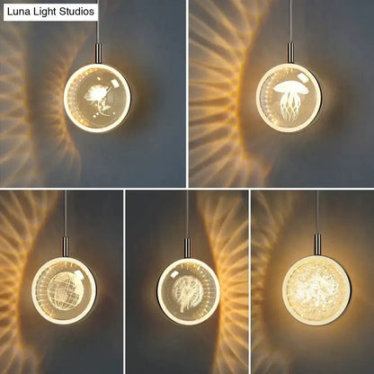Gold crystal glass led pendant lights for dining room kitchen