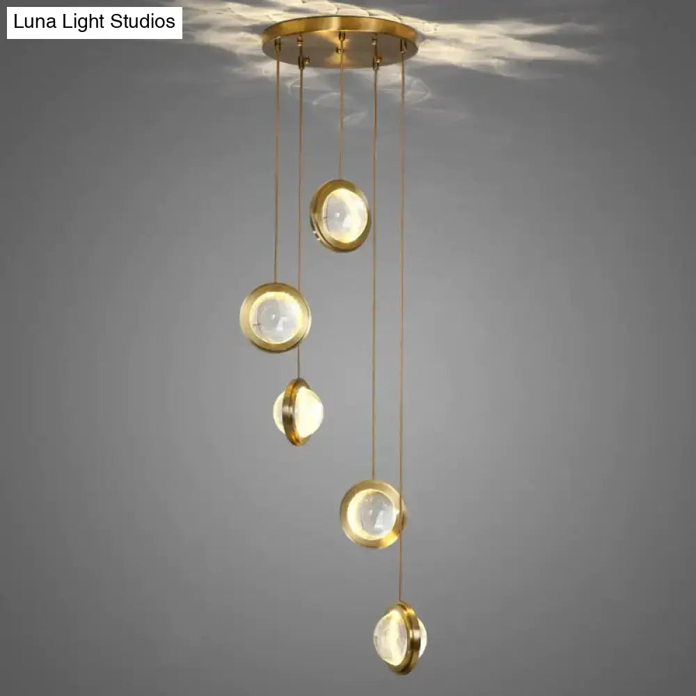 Gold crystal glass led pendant lights for dining room kitchen