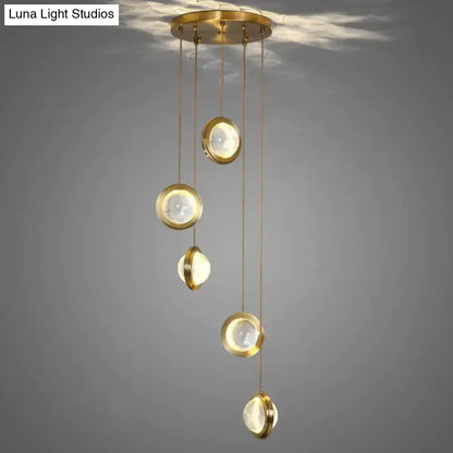 Gold crystal glass led pendant lights for dining room kitchen