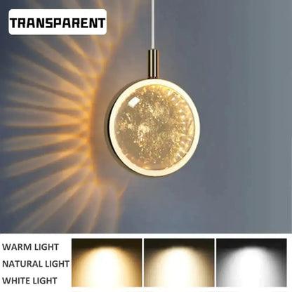 Gold crystal glass led pendant lights for dining room kitchen