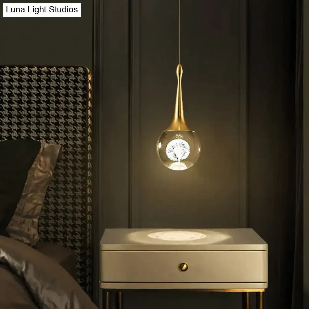 Gold crystal glass led pendant lights for dining room kitchen