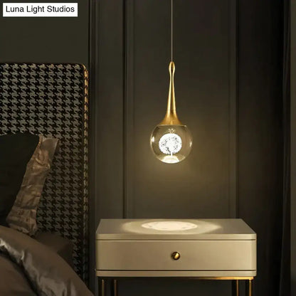 Gold crystal glass led pendant lights for dining room kitchen