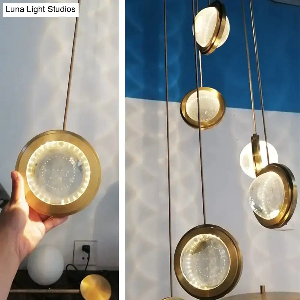 Gold crystal glass led pendant lights for dining room kitchen