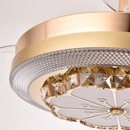Gold crystal invisible fan ceiling fan living room light