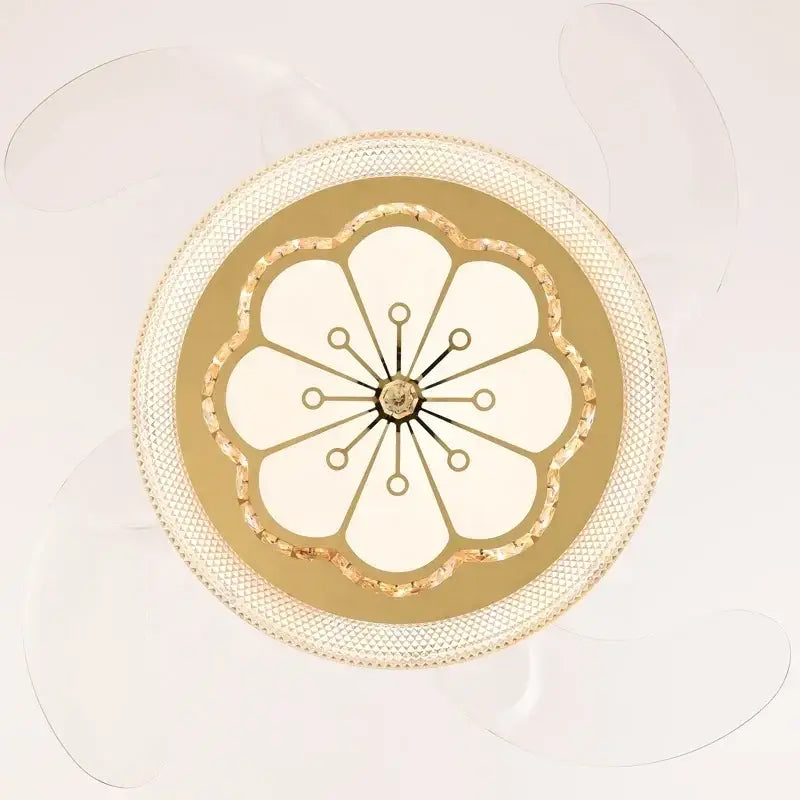 Gold crystal invisible fan ceiling fan living room light