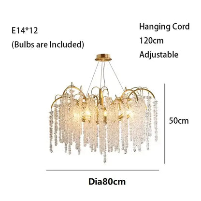 Gold crystal led chandeliers dining room pendant light
