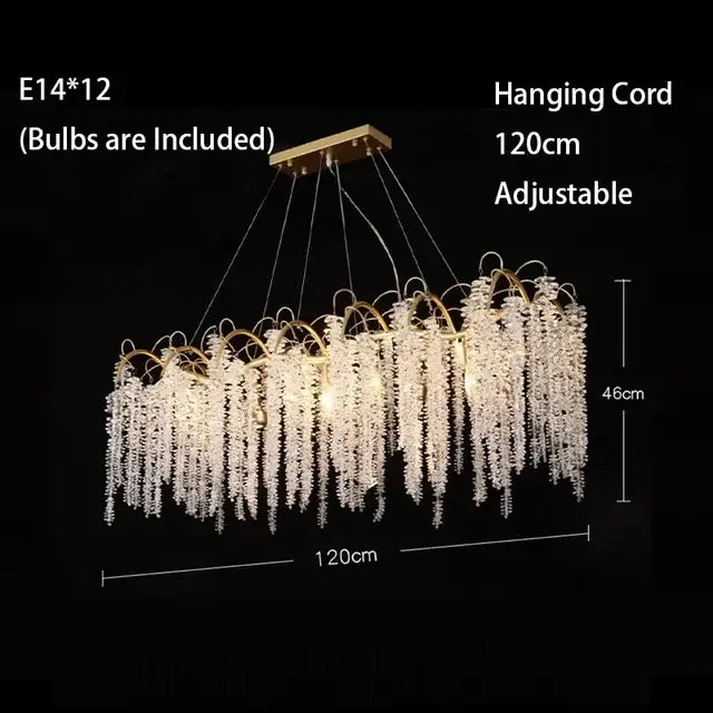 Gold crystal led chandeliers dining room pendant light