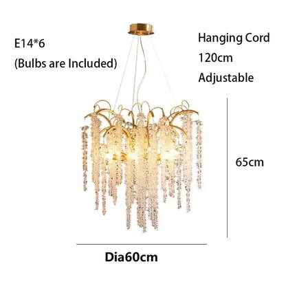 Gold crystal led chandeliers dining room pendant light