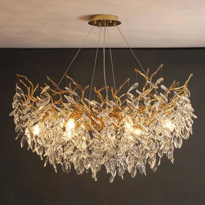 DecorBites™ Gold Crystal LED Chandeliers for Home Lighting