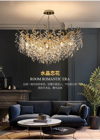 DecorBites™ Gold Crystal LED Chandeliers for Home Lighting