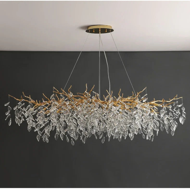 DecorBites™ Gold Crystal LED Chandeliers for Home Lighting