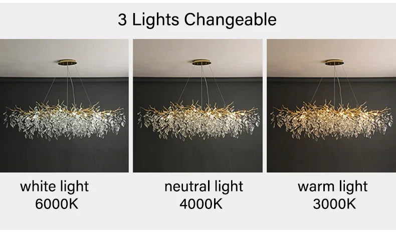 DecorBites™ Gold Crystal LED Chandeliers for Home Lighting