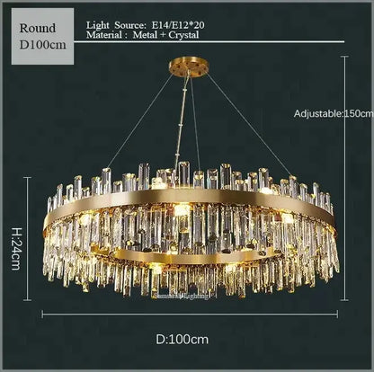 Gold crystal led oval chandelier dining room pendant light