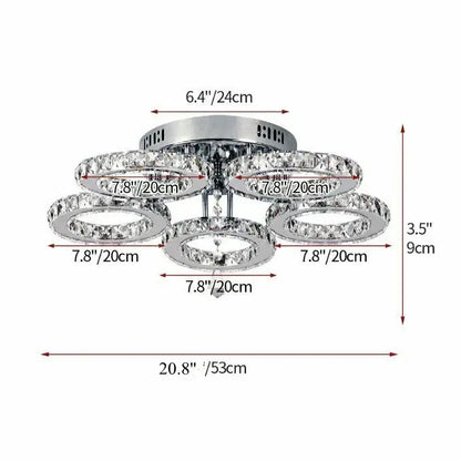 Gold crystal led rings ceiling chandelier for dining room
