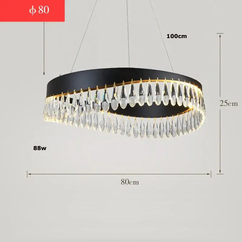 Gold crystal stainless steel chandelier foyer teardrop light