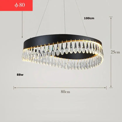 Gold crystal stainless steel chandelier foyer teardrop light