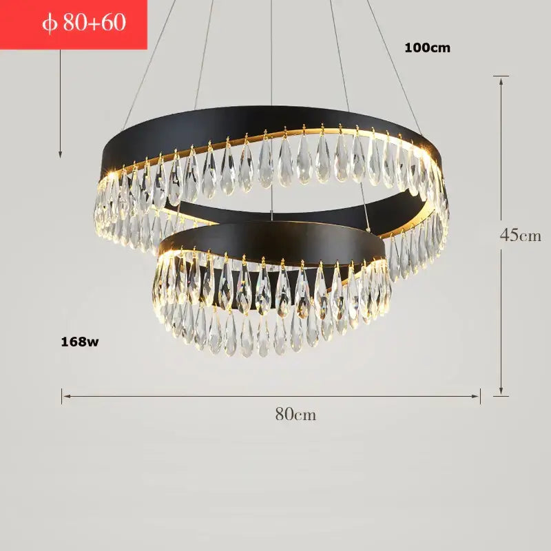 Gold crystal stainless steel chandelier foyer teardrop light