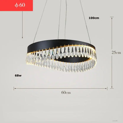 Gold crystal stainless steel chandelier foyer teardrop light