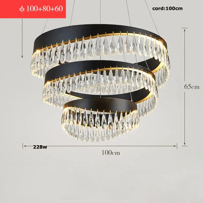 Gold crystal stainless steel chandelier foyer teardrop light
