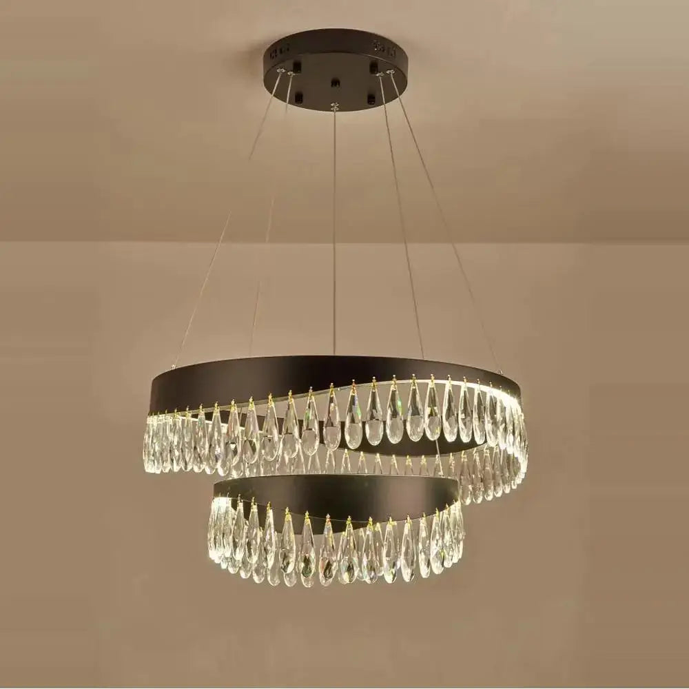Gold crystal stainless steel chandelier foyer teardrop light