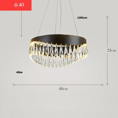 Gold crystal stainless steel chandelier foyer teardrop light
