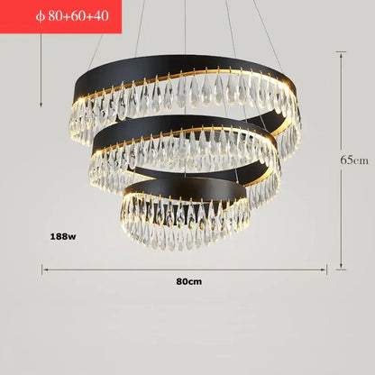 Gold crystal stainless steel chandelier foyer teardrop light