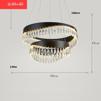 Gold crystal stainless steel chandelier foyer teardrop light