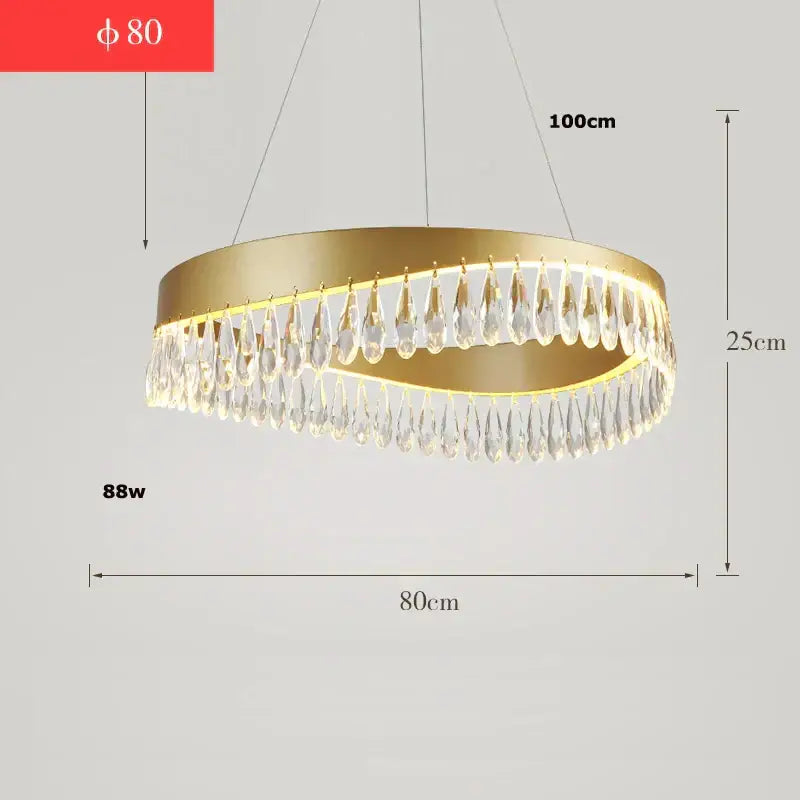 Gold crystal stainless steel chandelier foyer teardrop light